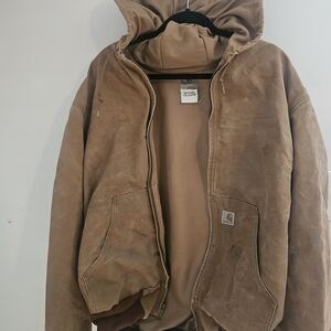 Carhartt Men's Brown Hooded Jacket (Large)